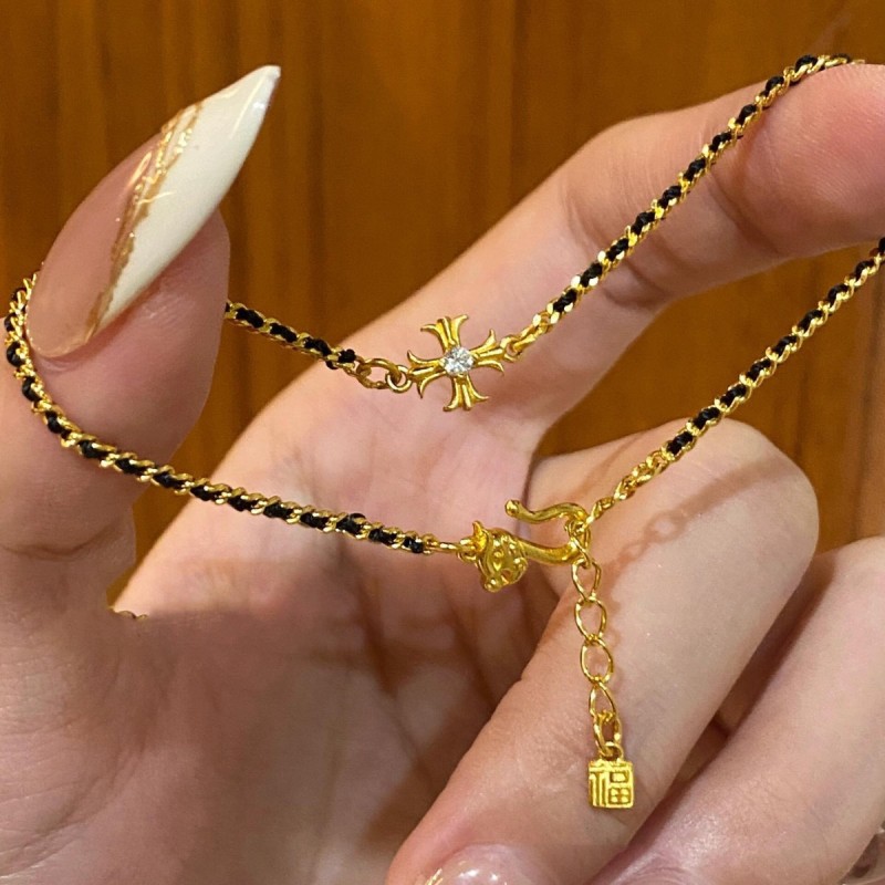 Hot-Selling Ancient Black Gold Cross Bracelet New Light Luxury Niche Fashion High-End Woven Jewelry