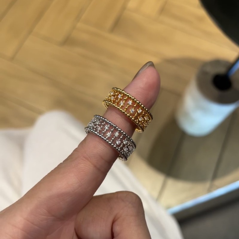 Vintage Brushed Ring Retro Full Diamond Elegant High-end Light Luxury Beaded Lace Bamboo Joint Band Ring for Women