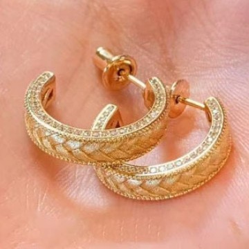 French Retro Italian Vintage Brushed Wheat Spike Row Stone Earrings High-Quality Design Exquisite Versatile Fashion...