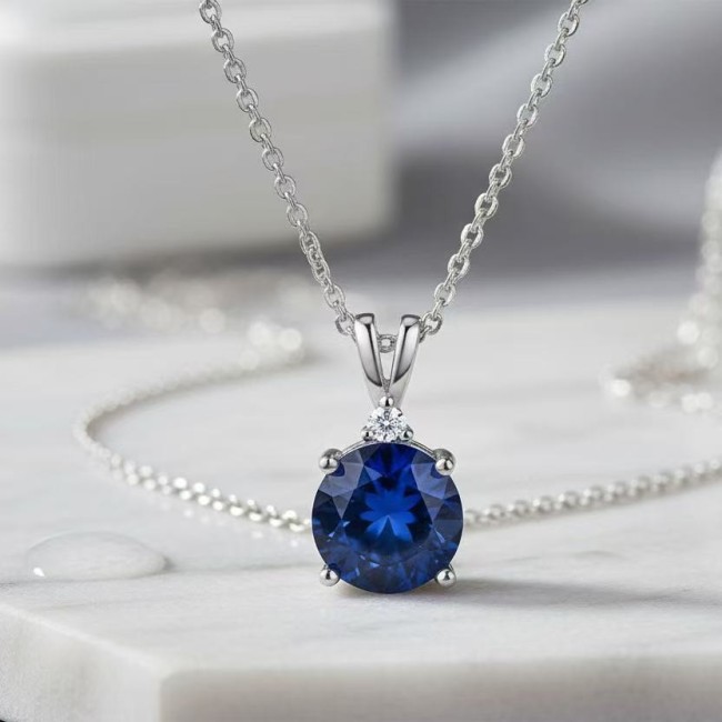TEMU Cross-Border Geometric Egg-Shaped Colorful Zirconia Inlaid Diamond Earrings Pendant Two-Piece Set High-End Earrings Necklace Jewelry Set