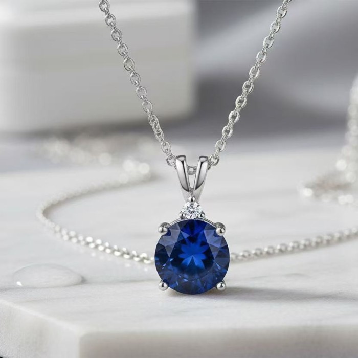 TEMU Cross-Border Geometric Egg-Shaped Colorful Zirconia Inlaid Diamond Earrings Pendant Two-Piece Set High-End Earrings Necklace Jewelry Set