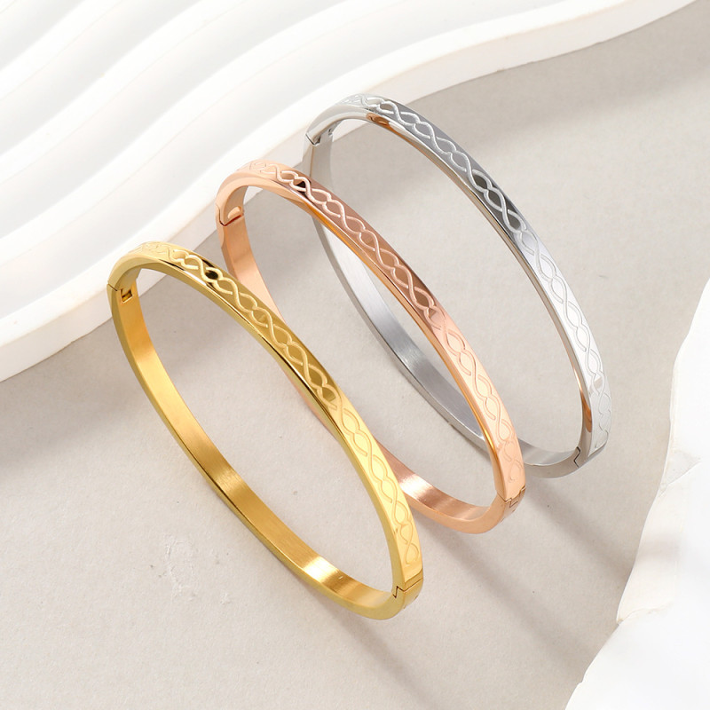 Cross-Border European and American O-Type Buckle Bracelet High-End Corrosion Linked Infinite 8-Shape Titanium Steel Bracelet Stainless Steel Jewelry