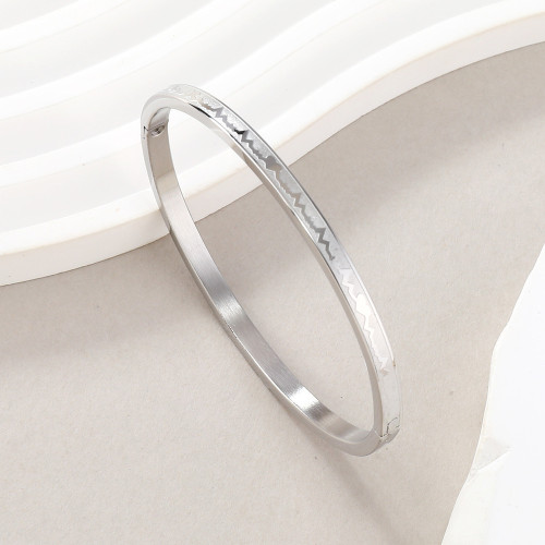 European and American Cross-Border Titanium Steel Bracelet Simple and Exquisite Corrosion Electrocardiogram O-Type Buckle Couple Bracelet Stainless Steel Jewelry