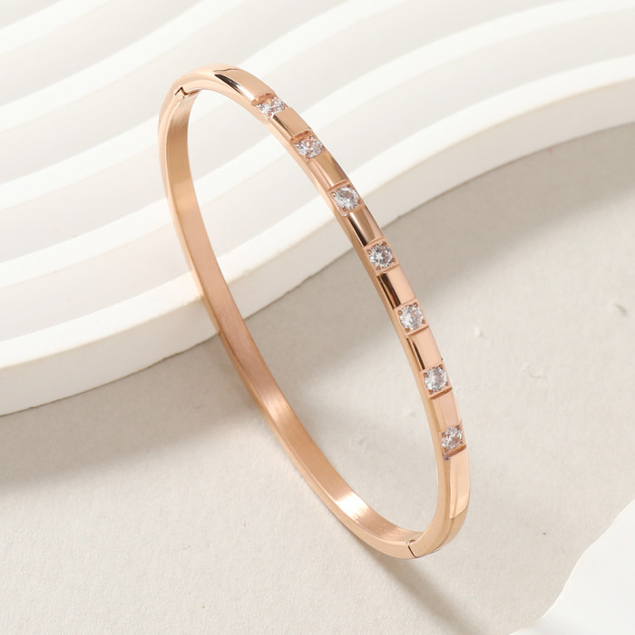 Hot-Selling Titanium Steel Bracelet Non-Fading Niche Light Luxury Zircon Inlaid with 7 Stones O-Shaped Clasp Bracel...