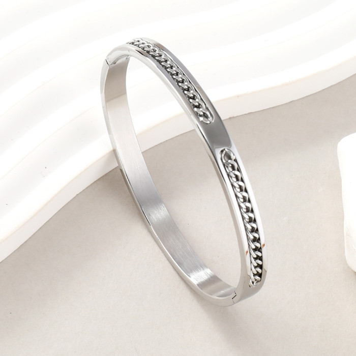 Stainless Steel Jewelry Creative Welded Chain Buckle O-Type Personalized Titanium Steel Bracelet Jewelry Factory Dire...