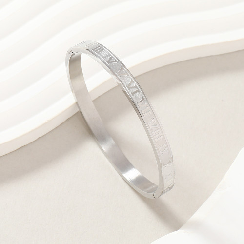 Cross-Border Hot Selling Titanium Steel Bracelet 8mm Corrosion Roman Numerals O-Type Buckle Bracelet Stainless Steel Jewelry Wholesale