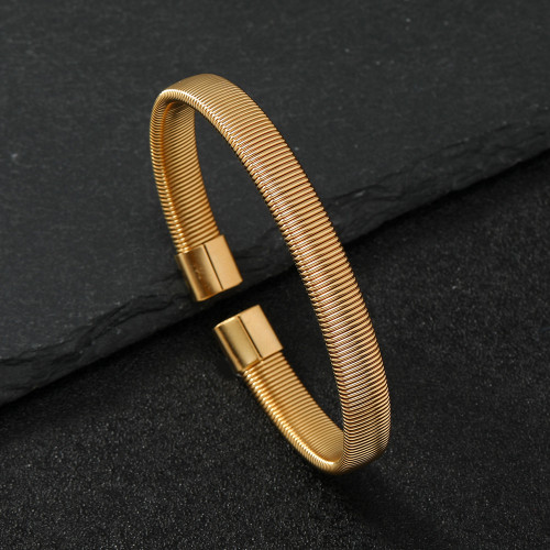 Cross-Border New Titanium Steel Bracelet C-Shaped Open Adjustable Elastic Bracelet Simple Versatile Stainless Steel Jewelry Manufacturer
