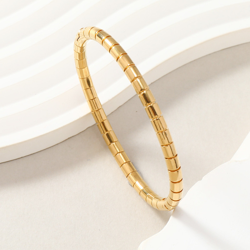 European and American Cross-Border Supply Square Bamboo Joint Bracelet Fashion Design Titanium Steel Plain Bracelet Stainless Steel Jewelry