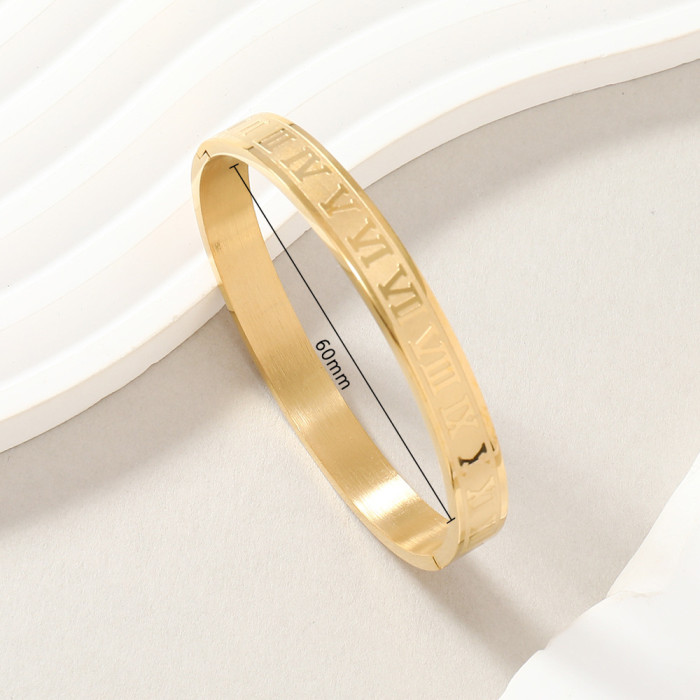 Fashion Simple O-Type Buckle Titanium Steel Bracelet Non-Fading 8mm Corrosion Roman Numeral Bracelet Stainless Steel...