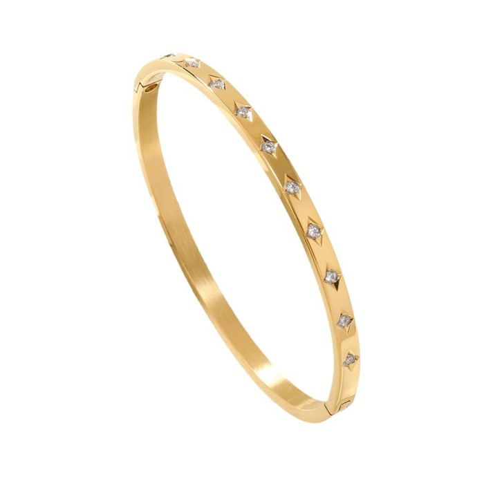 Hot-Selling Titanium Steel Bracelet for Women, Versatile Rhombus-Shaped Bracelet with 10 Stones, Clasp Bracelet, Hi...
