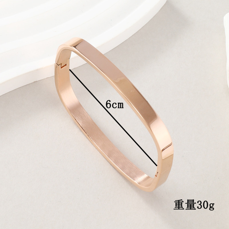 Cross-Border Source Manufacturer Creative Titanium Steel Buckle Square Bracelet Simple Smooth Stainless Steel Jewelry Couple Bracelet