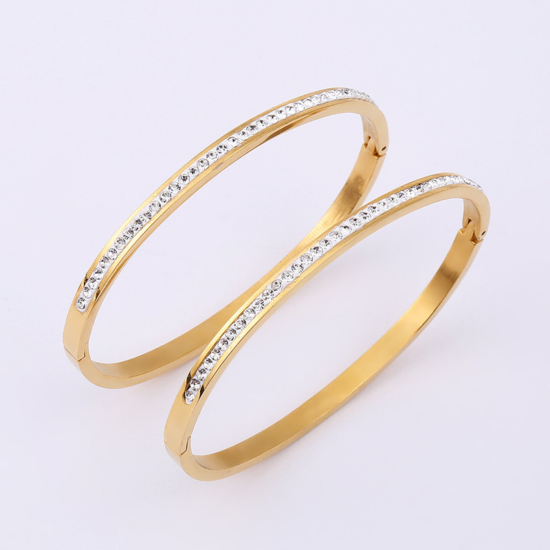 Cross-Border Supply Stainless Steel Jewelry for Women Niche High-End Diamond-Studded O-Shaped Bracelet Full Diamond Bracelet Manufacturer Wholesale