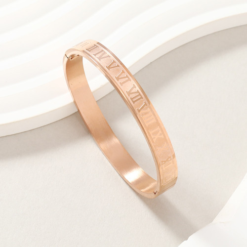 Fashion Simple O-Type Buckle Titanium Steel Bracelet Non-Fading 8mm Corrosion Roman Numeral Bracelet Stainless Steel Jewelry