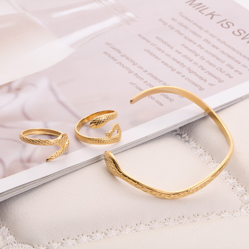 Stainless Steel Titanium Steel Snake Ring Python Mosquito Bracelet Titanium Steel King Cobra Totem Animal Jewelry Accessories