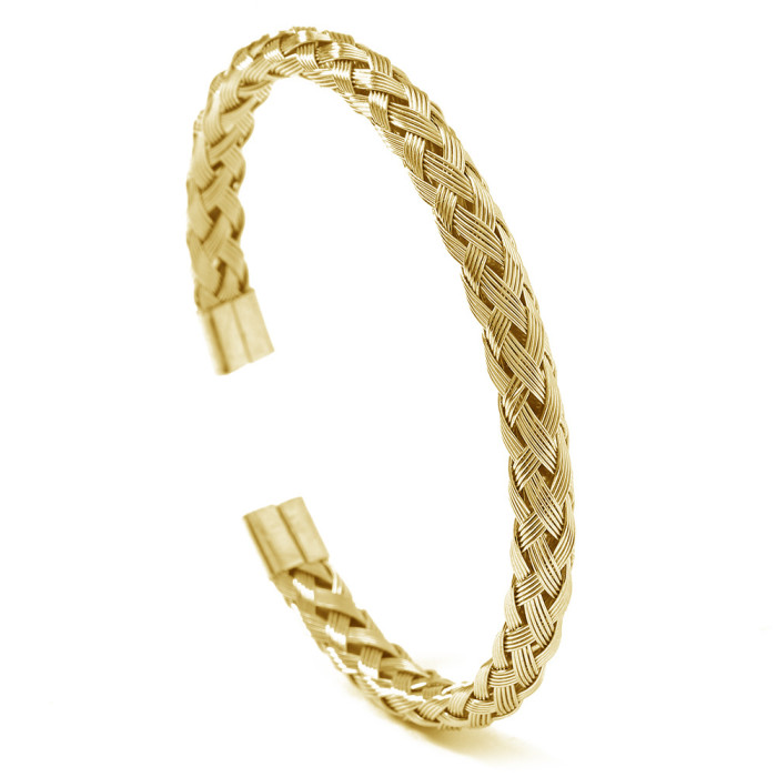 New Hot Selling Steel Braided Steel Wire Hand Arc Stainless Steel Open Hand Ring Jewelry Fashion Bracelet