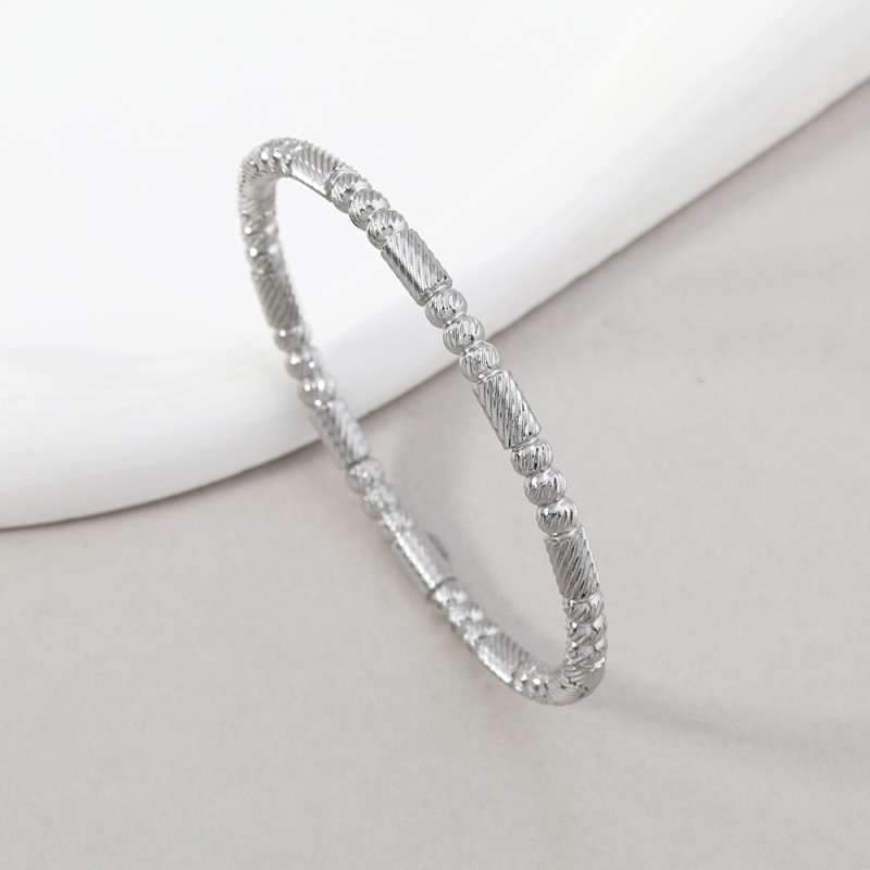 European and American Cross-Border Fashion Titanium Steel Bracelet Hydraulic O-Shaped Carved Three-String Bead Cylinder Bracelet Stainless Steel Jewelry Wholesale