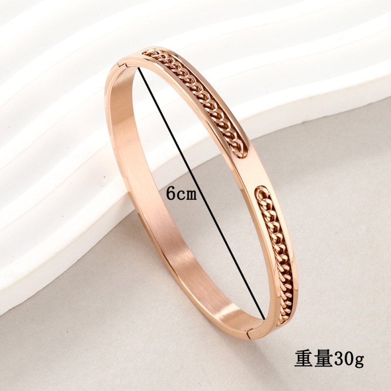 European and American Cross-Border Stainless Steel Jewelry Creative Welded Chain Buckle O-Type Personalized Titanium Steel Bracelet Jewelry Factory Direct Sales