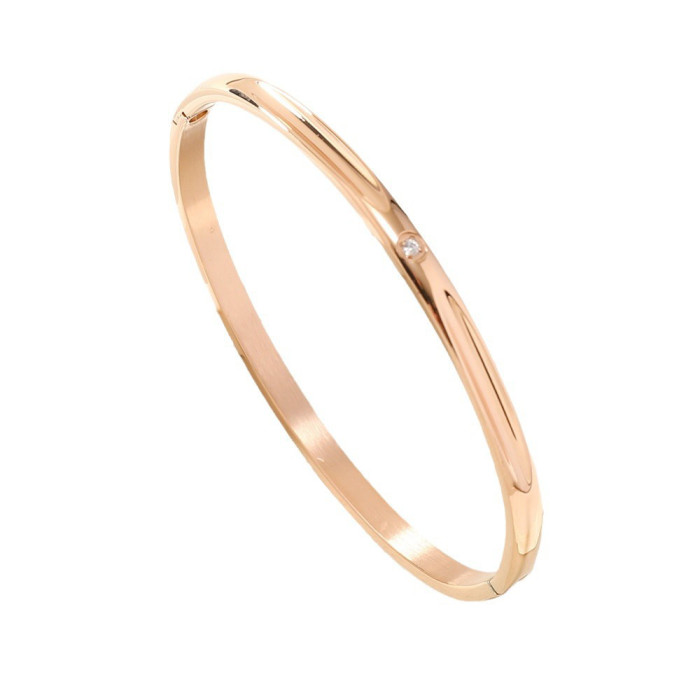 Hot-Selling O-Type Buckle Bracelet Light Luxury High-End Feel Lifetime Stone-Inlaid Titanium Steel Bracelet Women's...