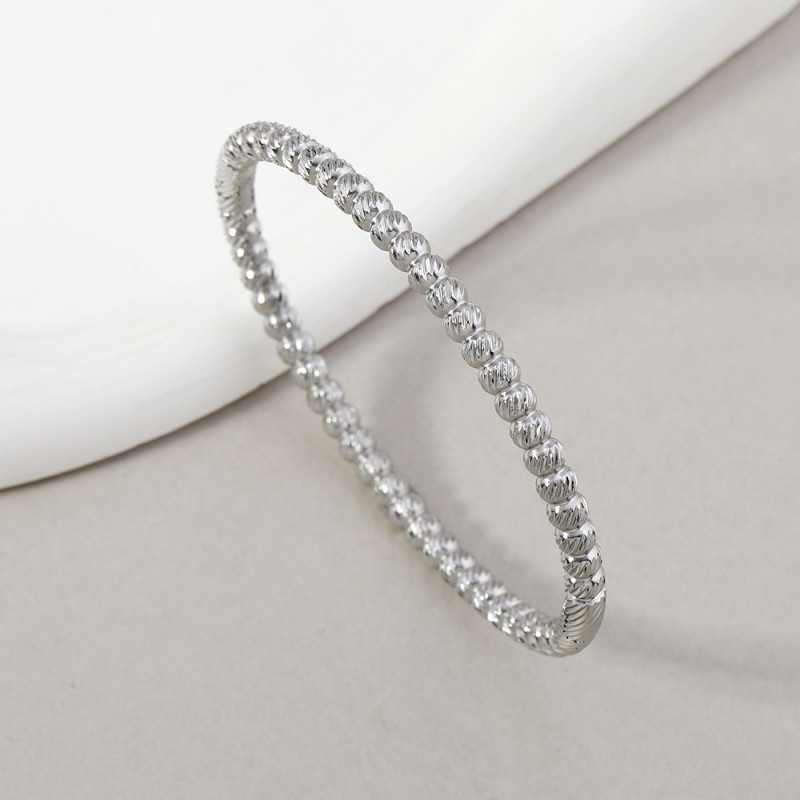 European and American Fashion O-shaped Titanium Steel Buckle Bracelet Personality Punk Style Round Bead Carved Bracelet Versatile Stainless Steel Jewelry