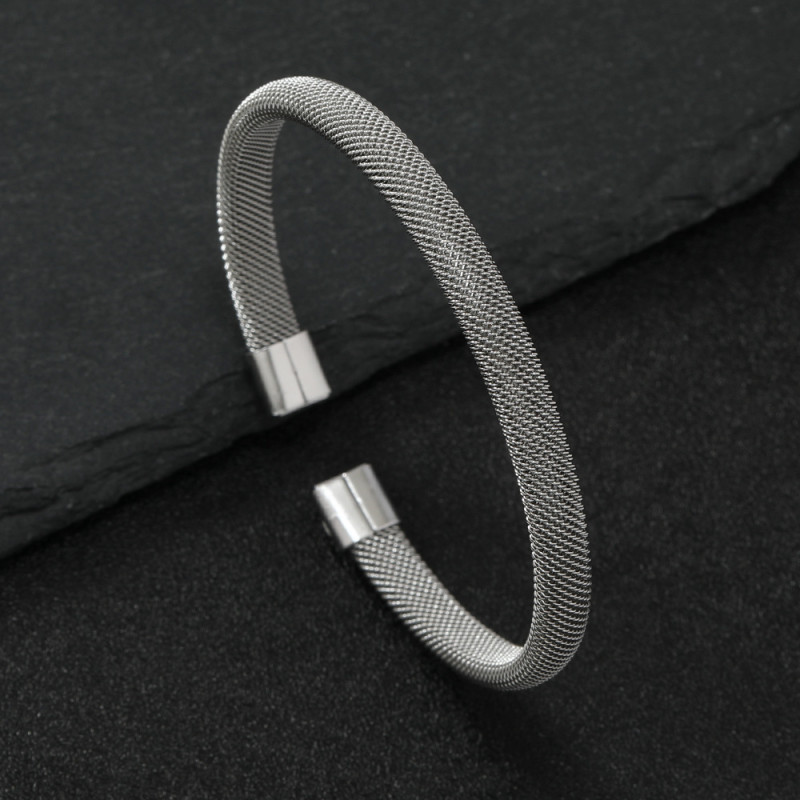 Cross-Border Foreign Trade Source Titanium Steel Bracelet Dense High-End Feel Steel Wire Mesh Woven Bracelet Versatile Stainless Steel Jewelry