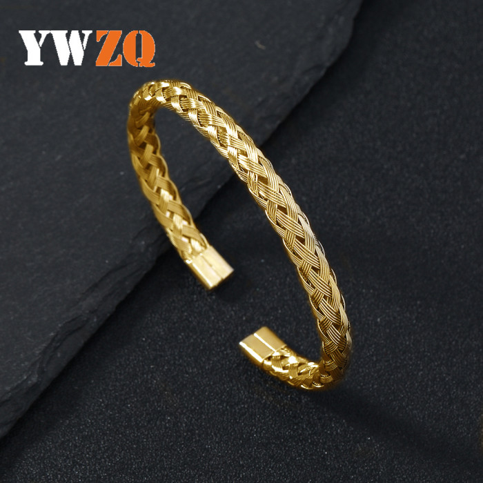 New Hot Selling Steel Braided Steel Wire Hand Arc Stainless Steel Open Hand Ring Jewelry Fashion Bracelet