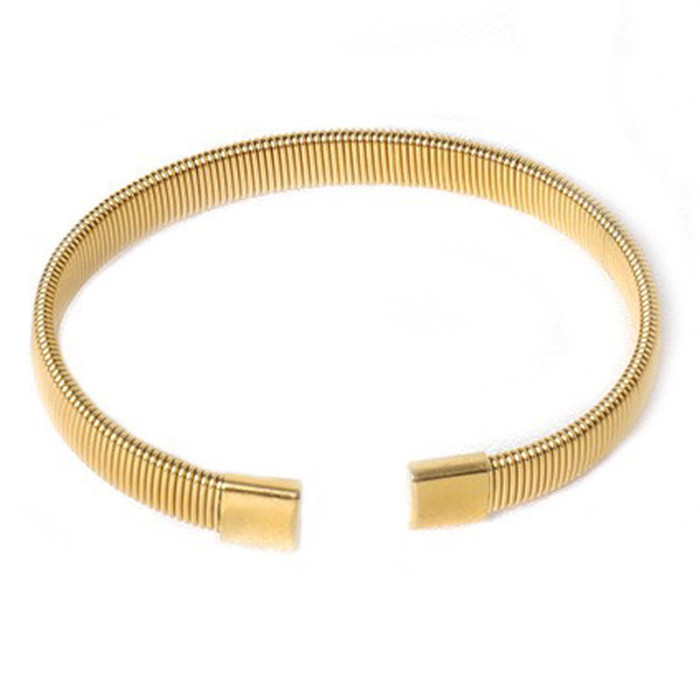 Cross-Border Hot Selling Stainless Steel Bracelet Fashion Versatile Elastic Bracelet Non-Fading Open C-Shaped Bracelet Titanium Steel Jewelry