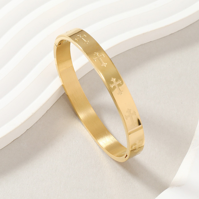 Hot Selling O-Type Buckle Titanium Steel Bracelet Niche Non-Fading Corrosion Cross Bracelet Stainless Steel Jewelry F...