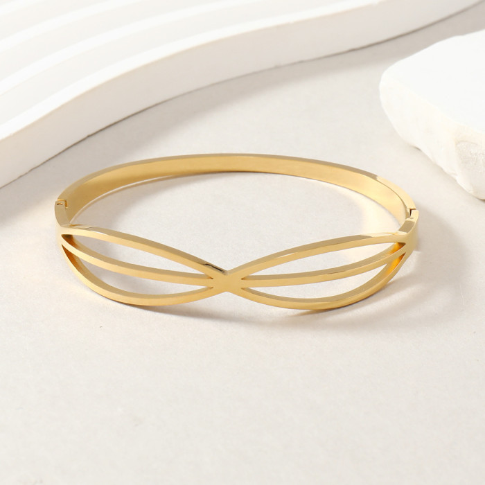 Fashion Titanium Steel Bracelet Non-Fading Hollow 8-Shape Cross Line Bracelet Bangle Niche High-End Exquisite Jewelry