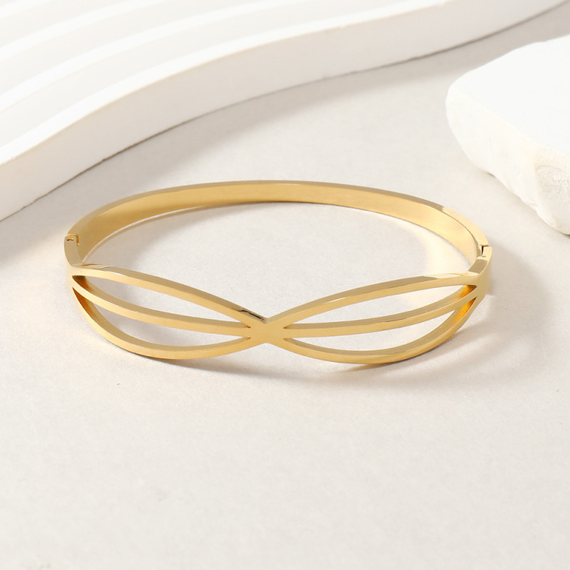 Fashion Titanium Steel Bracelet Non-Fading Hollow 8-Shape Cross Line Bracelet Bangle Niche High-End Exquisite Jewelry