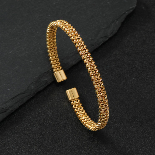 Cross-Border New Product Stainless Steel Woven Bracelet Simple Versatile C-Shaped Open Steel Wire Bracelet Personalized Hand Jewelry Wholesale