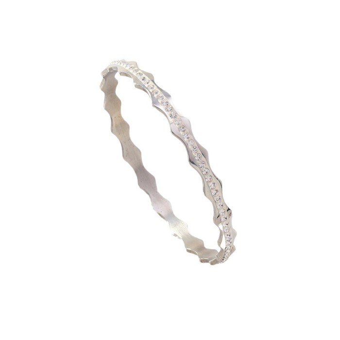 Trend Titanium Steel Bracelet for Women High-end Cut Wave Inlaid Ceramic Clay Stone Bracelet Stainless Steel Jewelr...