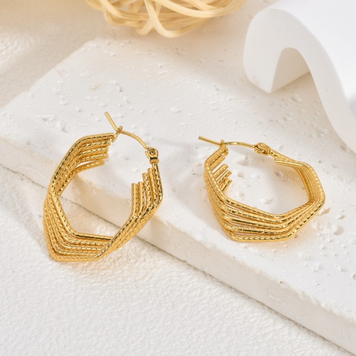 Amazon Stainless Steel Earrings Light Luxury High-End Woven Bohemian Chanel Style Line Women's Ear Clips