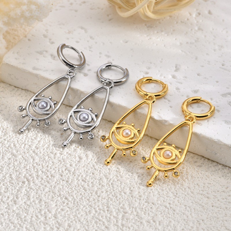 European and American Cross-Border Stainless Steel Earrings Trendy Ethnic Style Evil Eye Fashion Versatile Ins Style Multiple Styles Hoop Earrings