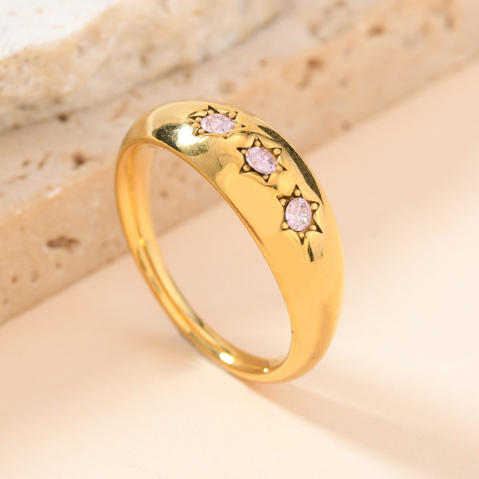 European and American Bestselling Stainless Steel Ring Cast Colorful Hexagram Ring Minimalist Style Titanium Steel Non-Fading Jewelry Wholesale