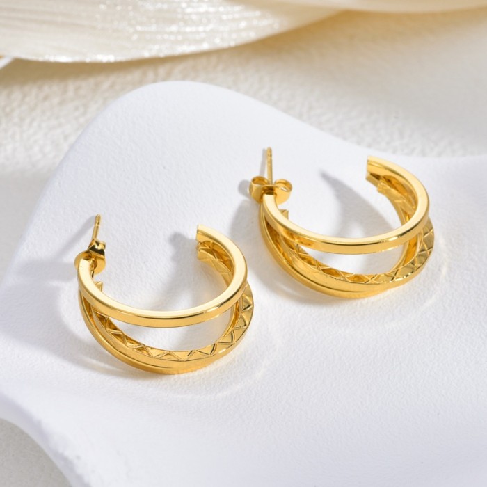 Stainless Steel Earrings Studs Vintage Fashion Personality Irregular Gold Earrings for Women Style Geometric Exquisite