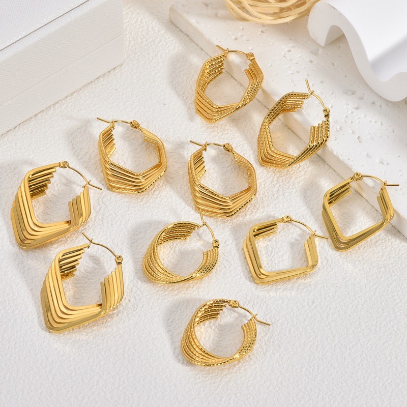 Amazon European and American Cross-Border Stainless Steel Earrings Light Luxury High-End Woven Bohemian Chanel Style Line Women's Ear Clips