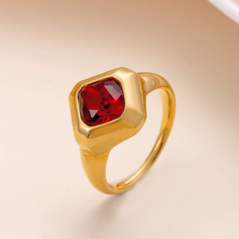 European and American Cross-Border Stainless Steel Ring Casting Inlaid with Natural Stone Ring High-End Light Luxury Titanium Steel Jewelry Factory Direct Sale