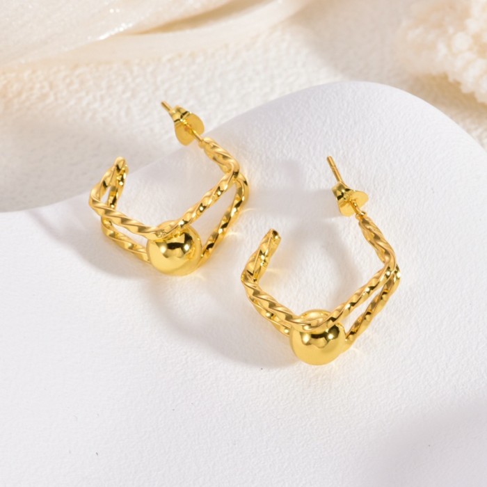 Autumn Winter Stainless Steel Earrings Light Luxury High-end Exaggerated Earrings for Women with Unique Design Niche...