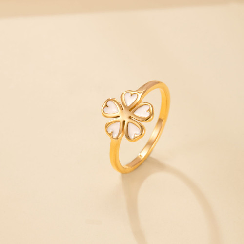 Amazon Hot-Selling Stainless Steel Ring Welding Brand Drip Colorful Oil Flower Ring Simple Non-Fading Titanium Steel Hand Jewelry