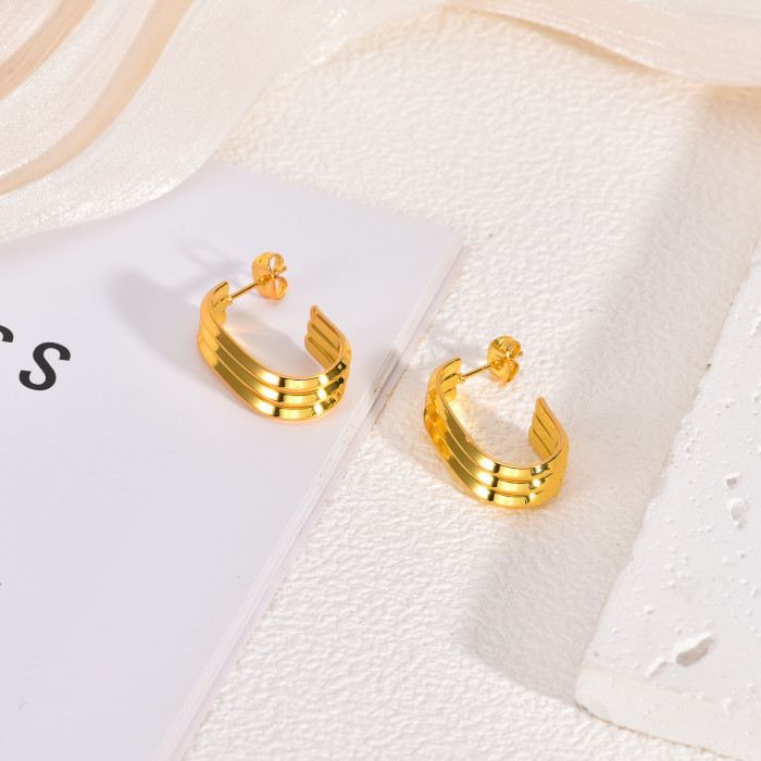 Style Gold Geometric Autumn Winter Stainless Steel Earrings Light Luxury High-end Exaggerated Earrings for Women with...