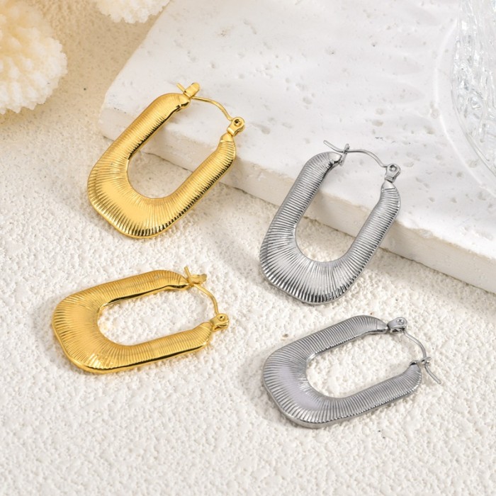 Stainless Steel Earrings Fashion Versatile Non-Fading Light Luxury High-End Spring Summer 18K Gold Women's Earrings