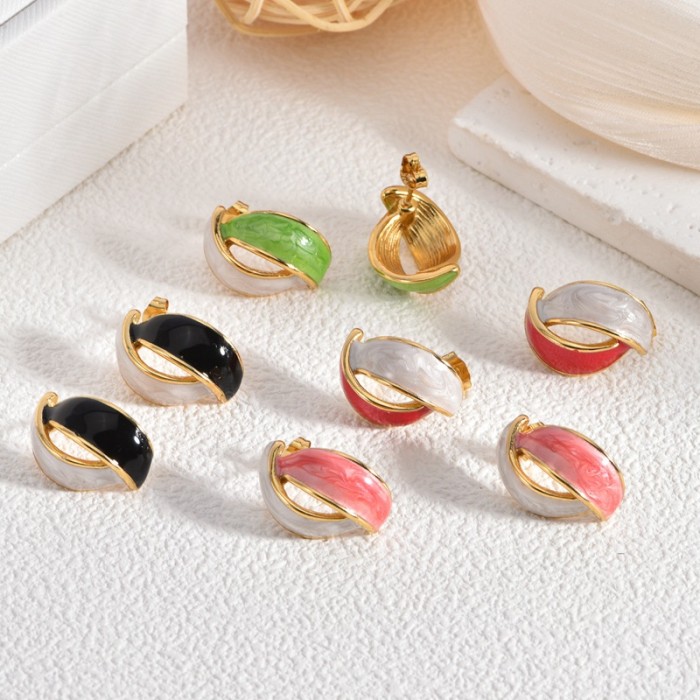 Light Luxury Women's Oil Drop Stainless Steel Earrings Elegant High-end Bowknot Ear Jewelry Autumn Winter Design Sens...