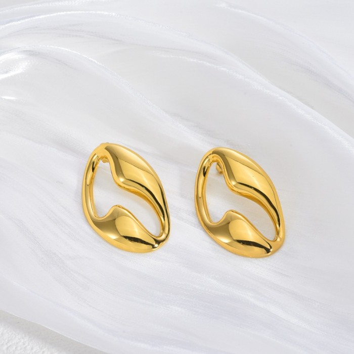 Light Luxury Stainless Steel Earrings Niche Design Sense Earrings for Women Personality Retro High-end Gold Flower St...