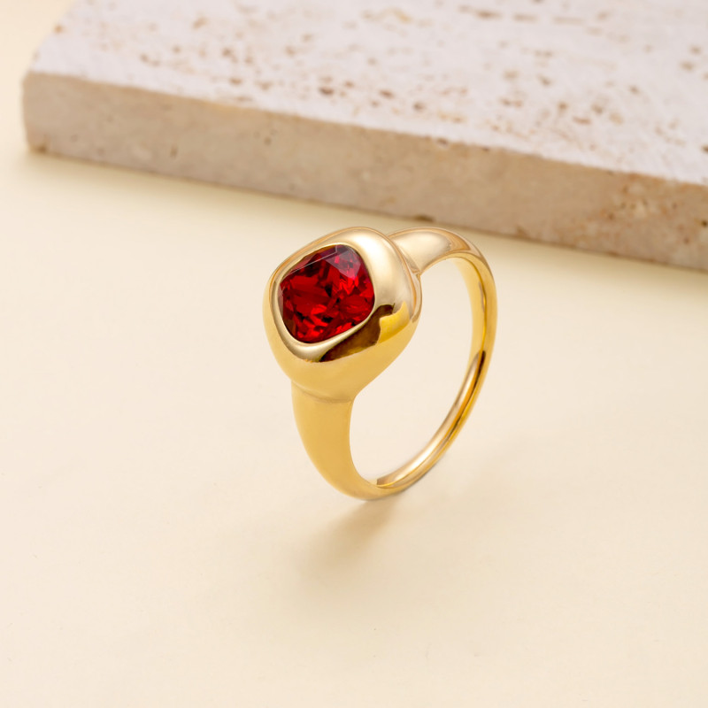 European and American Cross-Border Stainless Steel Ring Casting Square Natural Stone Ring for Women Vintage Palace Style Titanium Steel Jewelry Wholesale