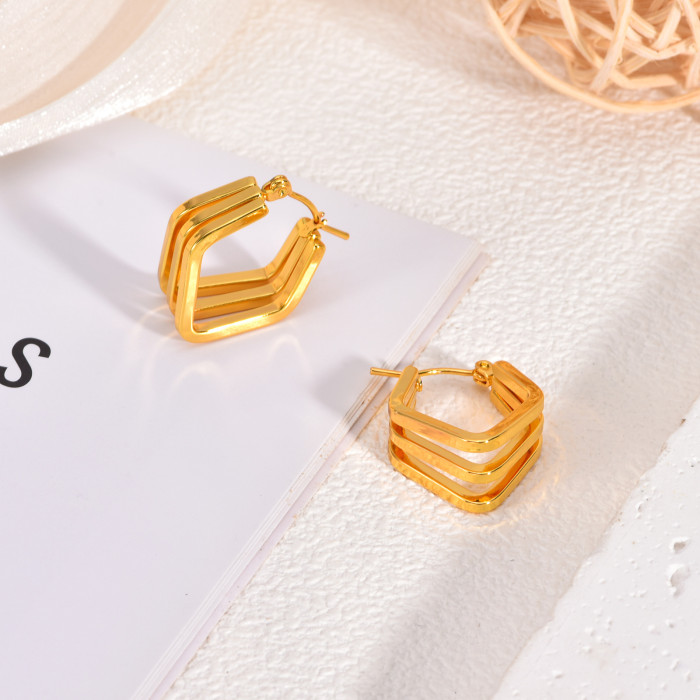 Autumn Winter Gold Stainless Steel Large Earrings Light Luxury High-end Exaggerated Vintage Earrings for Women with a...