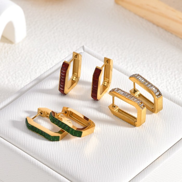 Light Luxury Stainless Steel Earrings Niche High-end Autumn Winter Pendant Exaggerated Earrings Women's Simple Hoop V...