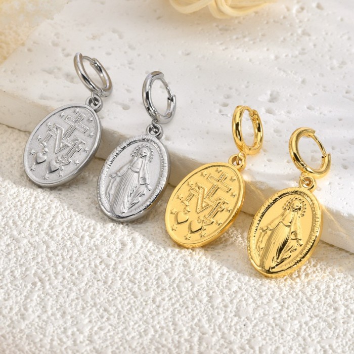 Stainless Steel Earrings Trendy Ethnic Style Evil Eye Fashion Versatile Ins Style Multiple Styles Hoop Earrings