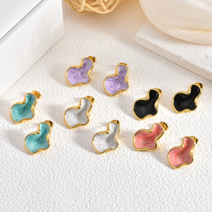 Light Luxury Women's Oil Drop Stainless Steel Earrings Elegant High-end Bowknot Ear Jewelry Autumn Winter Design Sens...