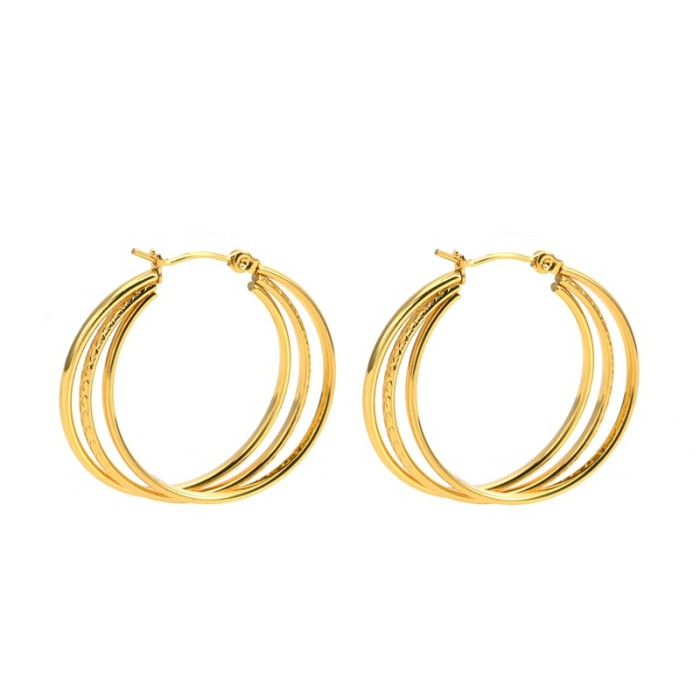 European and American Cross-Border Gold Stainless Steel Earrings Light Luxury High-End Exaggerated Earrings Design Sense Niche Non-Fading Ear Clips