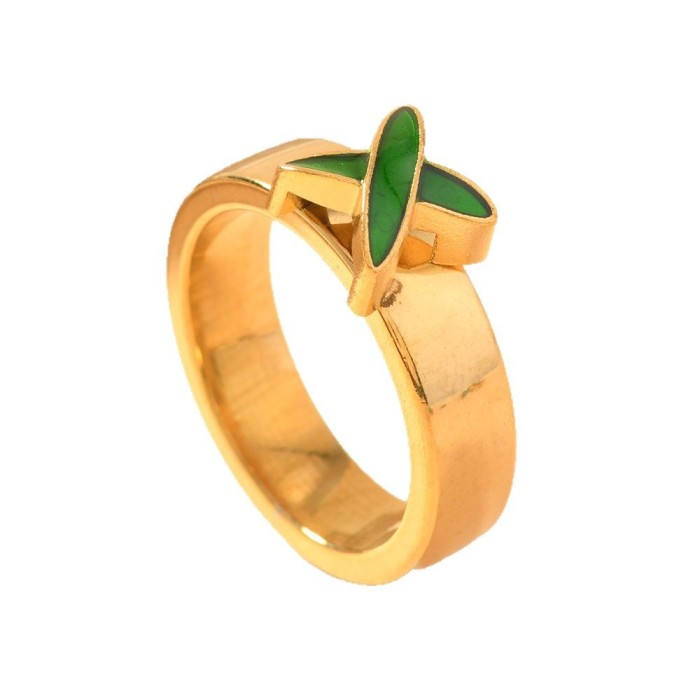 European and American Cross-Border Stainless Steel Jewelry Oil Pressure Cross Colorful Drip Oil Ring for Women Niche 18K Gold Plated Couple Ring